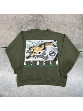 vintage cougars national wildlife federation green nature crewneck size large